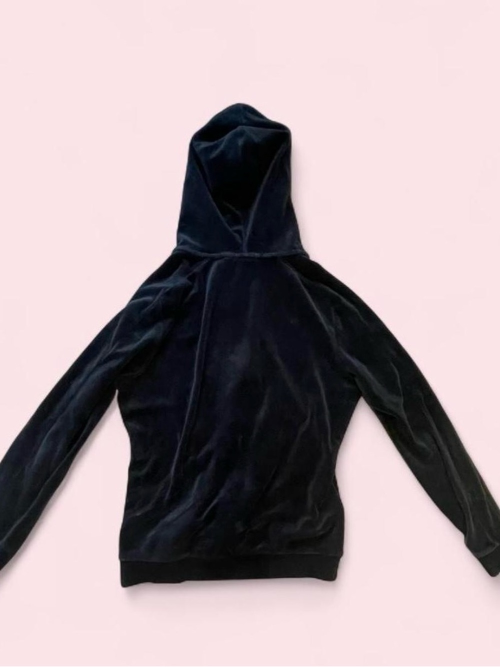 Puma Women’s Black Velour Hoodie with White Logo in size S - Picture 6 of 7